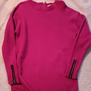 Milly of New York Pullover Sweater Large Pink with Black Zippers